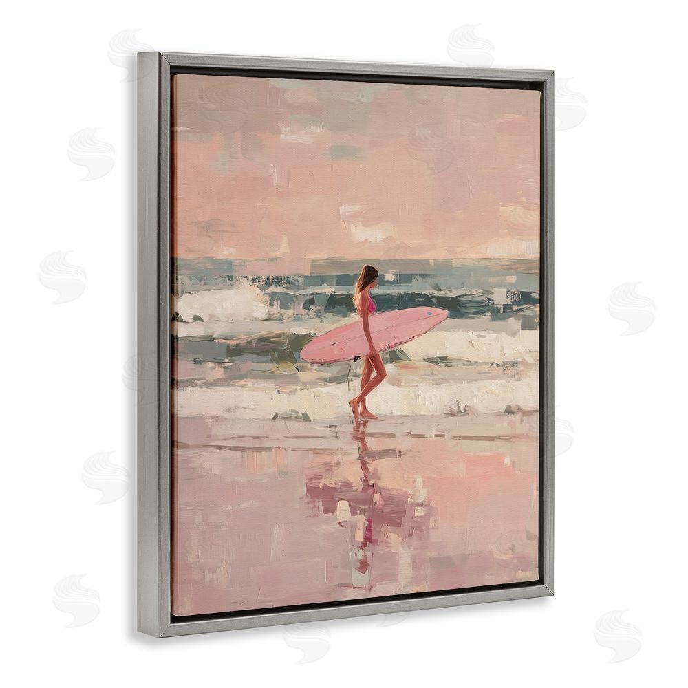 Svetlana Aleynikova Rider Of The Waves Gray Floating Frame Canvas Wall Art Print