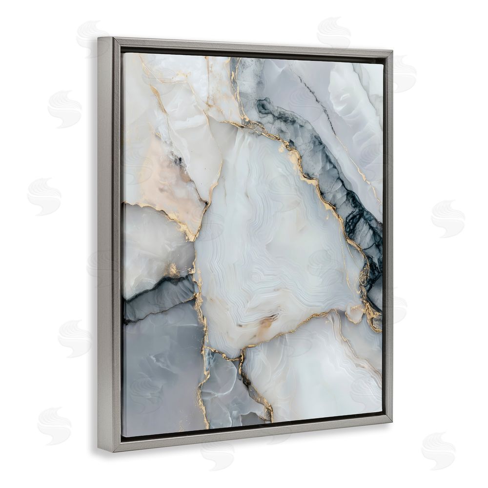 Svetlana Aleynikova Luxe Stone Geode Gray Floating Frame Canvas Wall Art Print