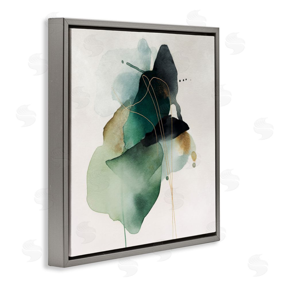 Svetlana Aleynikova Fluid Emerald Cascade Gray Floating Frame Canvas Wall Art Print