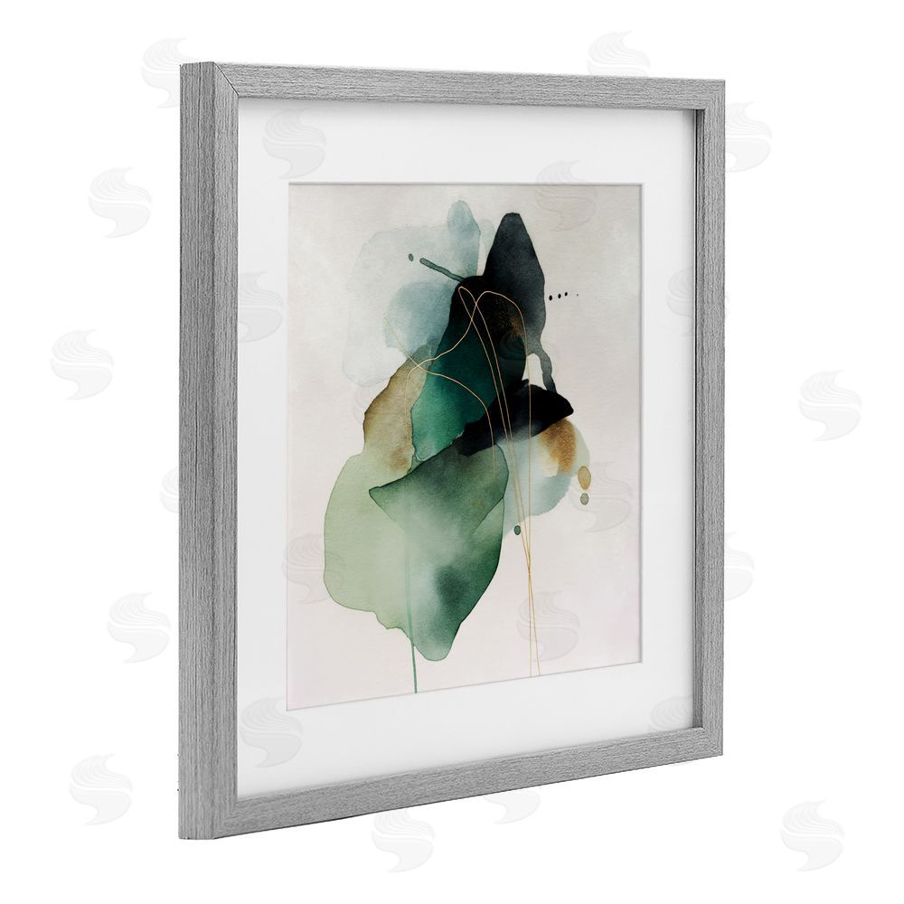 Svetlana Aleynikova Fluid Emerald Cascade Gray Framed Print Under Glass Wall Art