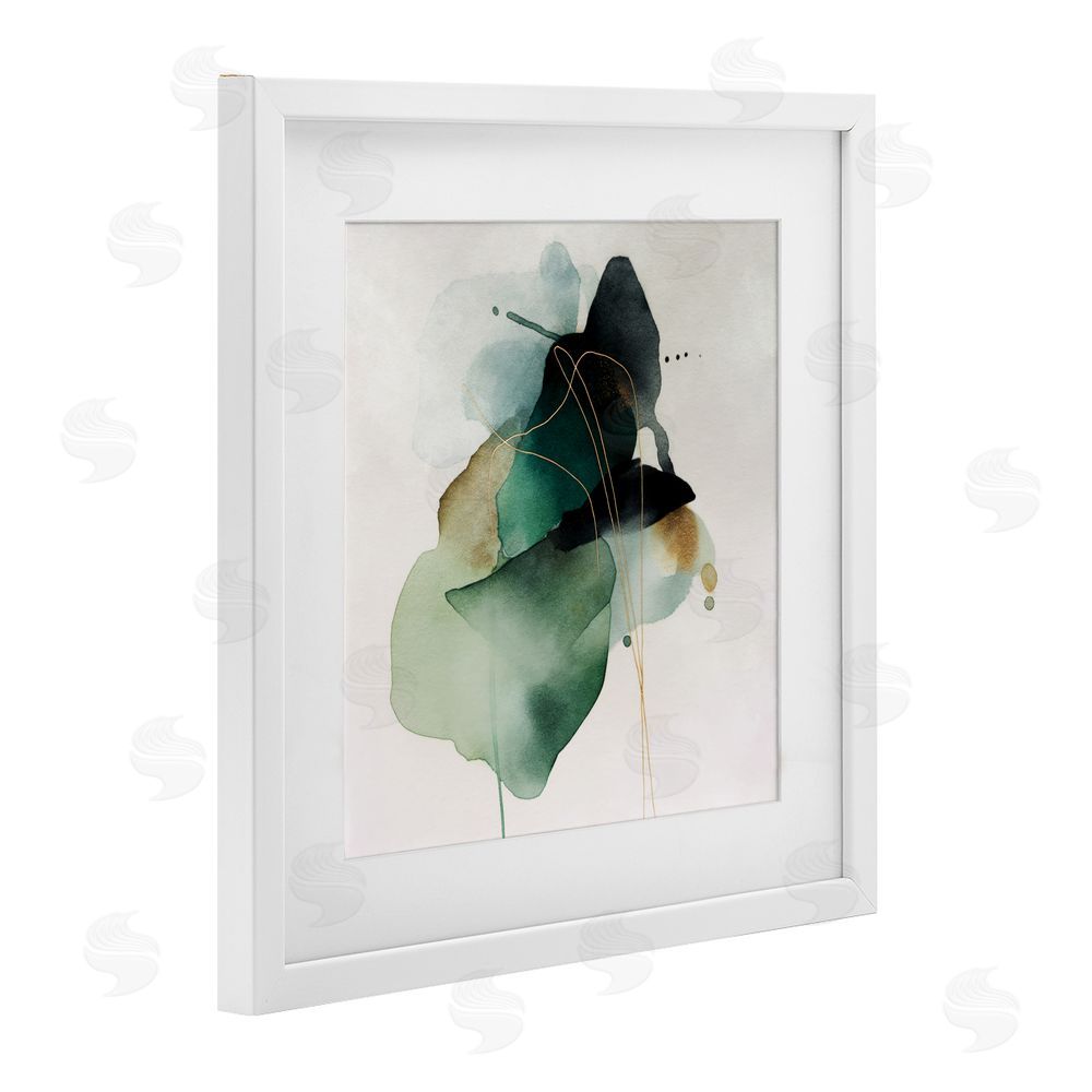 Svetlana Aleynikova Fluid Emerald Cascade White Framed Print Under Glass Wall Art