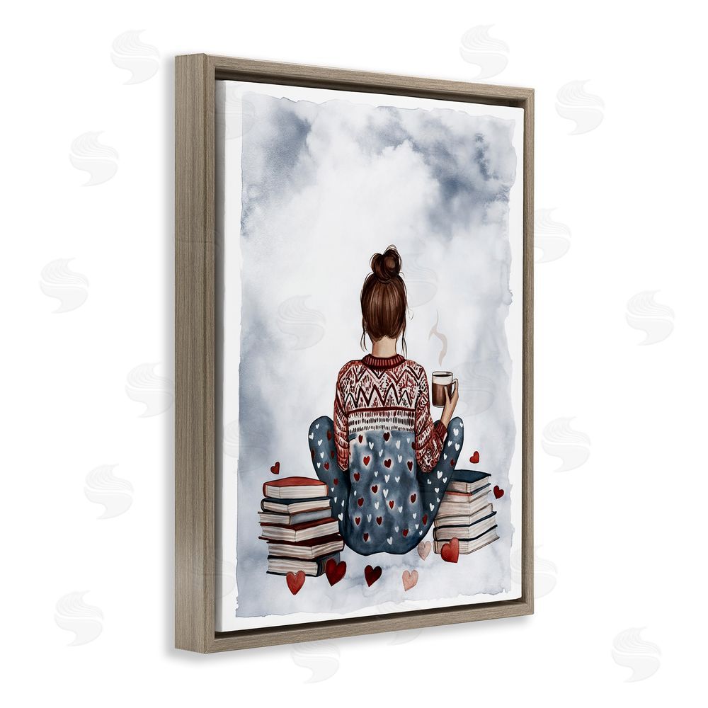Svetlana Aleynikova Cozy Ritual Reader Brown Floating Frame Canvas Wall Art Print
