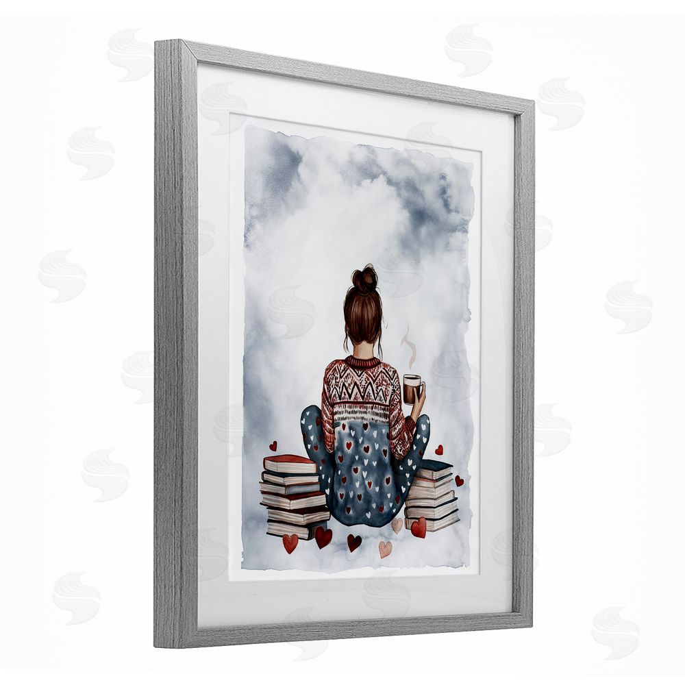 Svetlana Aleynikova Cozy Ritual Reader Gray Framed Print Under Glass Wall Art