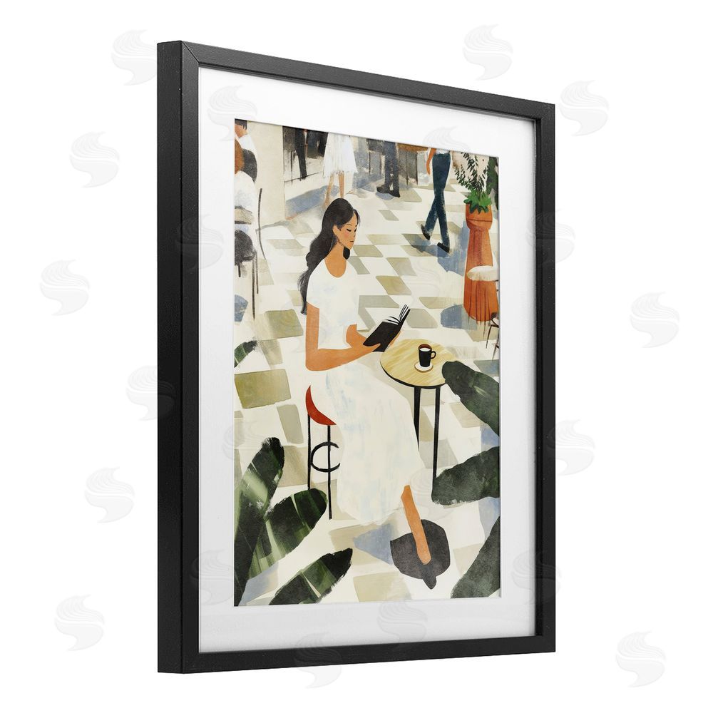 Svetlana Aleynikova Coffee & Pages in Cafe Black Framed Print Under Glass Wall Art