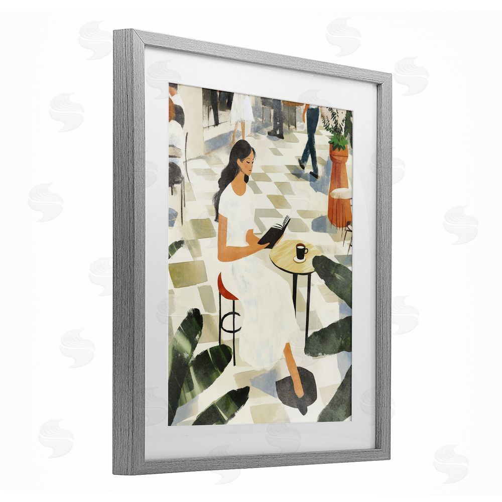 Svetlana Aleynikova Coffee & Pages in Cafe Gray Framed Print Under Glass Wall Art