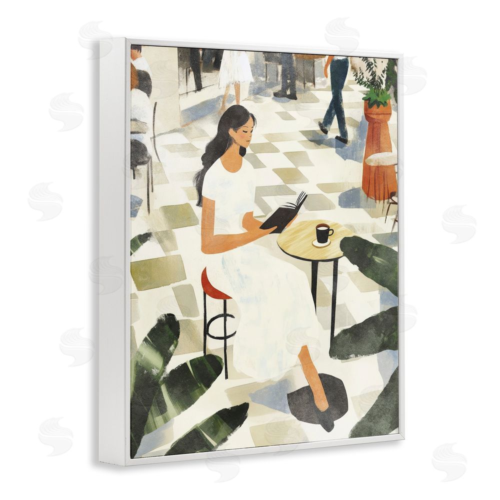 Svetlana Aleynikova Coffee & Pages in Cafe White Framed Giclee Wall Art Print