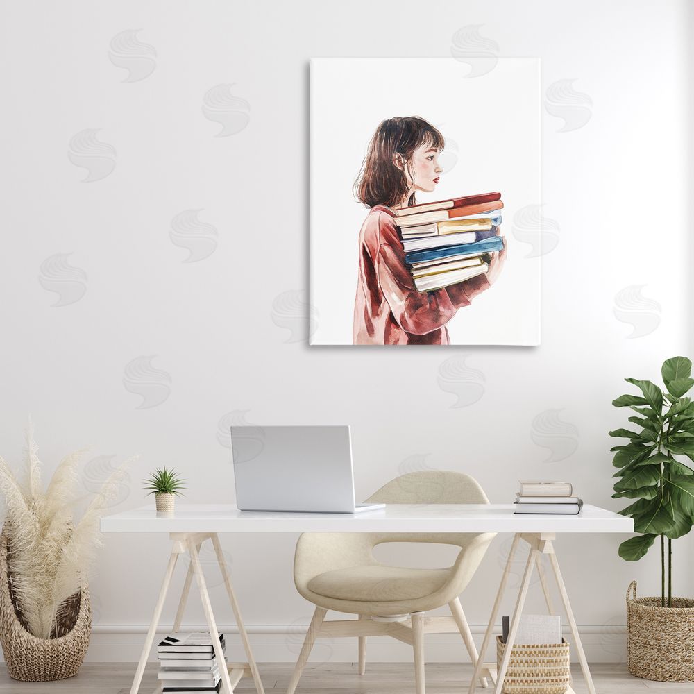 Svetlana Aleynikova The Book Bearer Girl Stretched Canvas Wall Art in Room