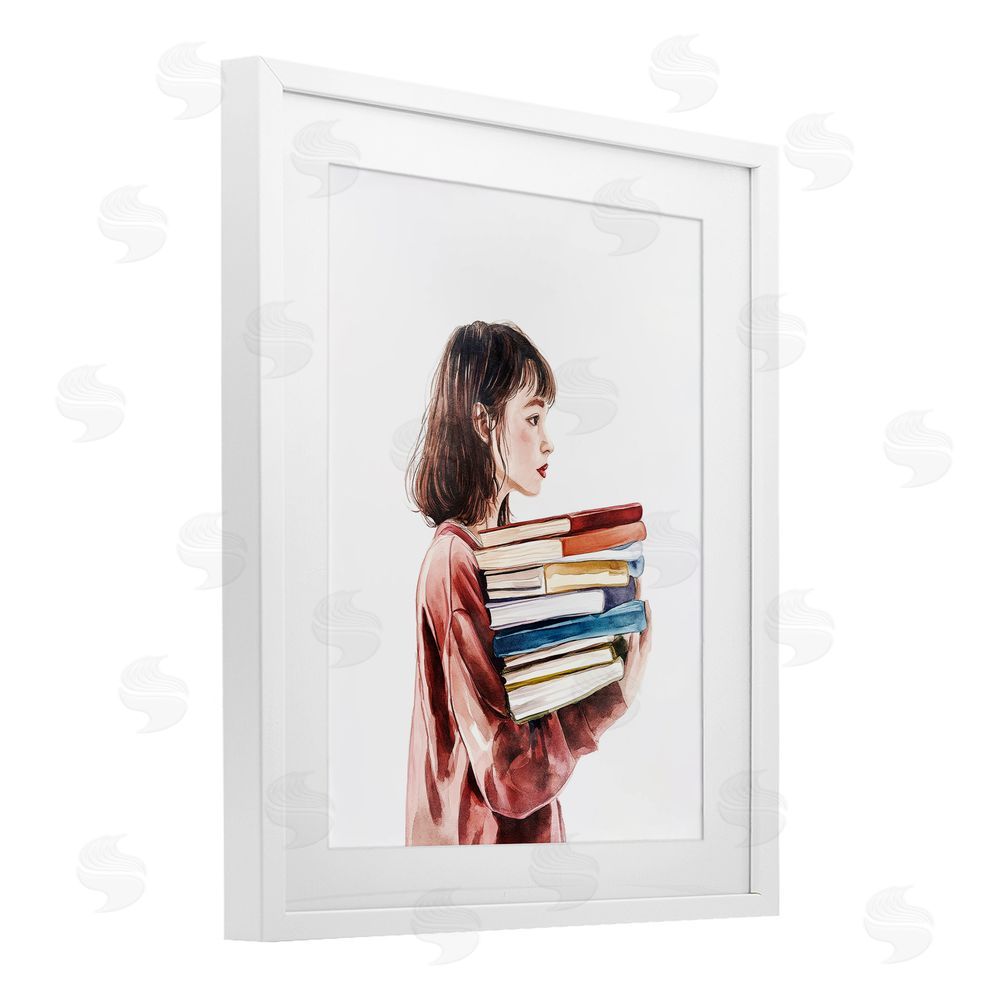 Svetlana Aleynikova The Book Bearer Girl White Framed Print Under Glass Wall Art