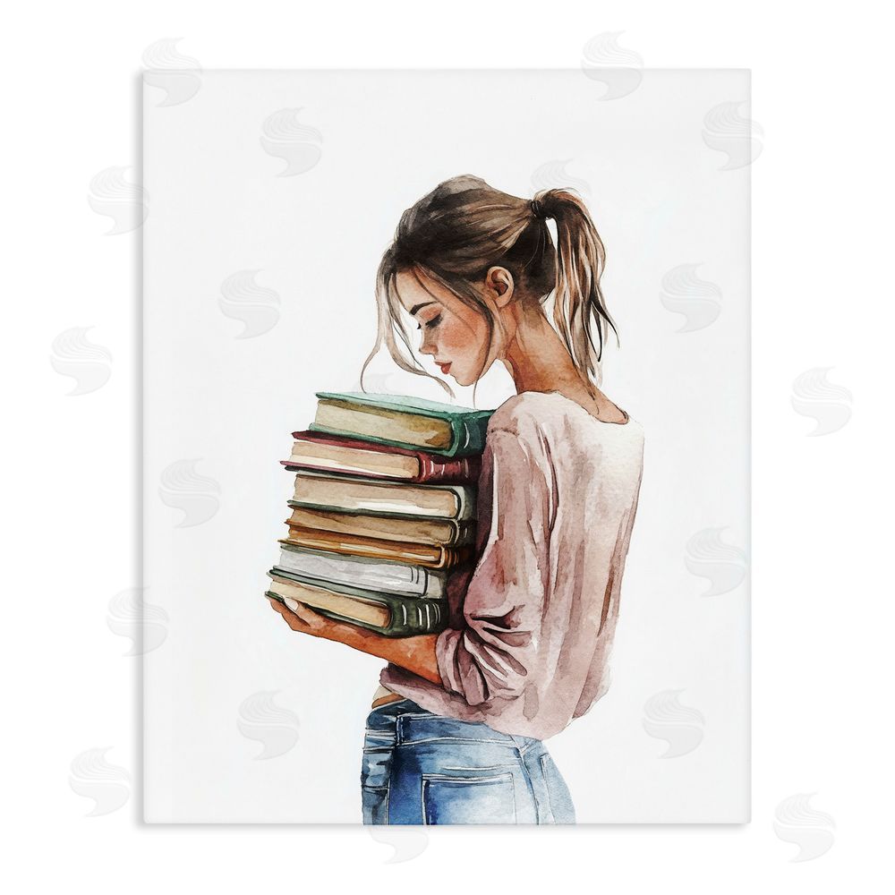 Svetlana Aleynikova Library Walk Girl Stretched Canvas Wall Art Print