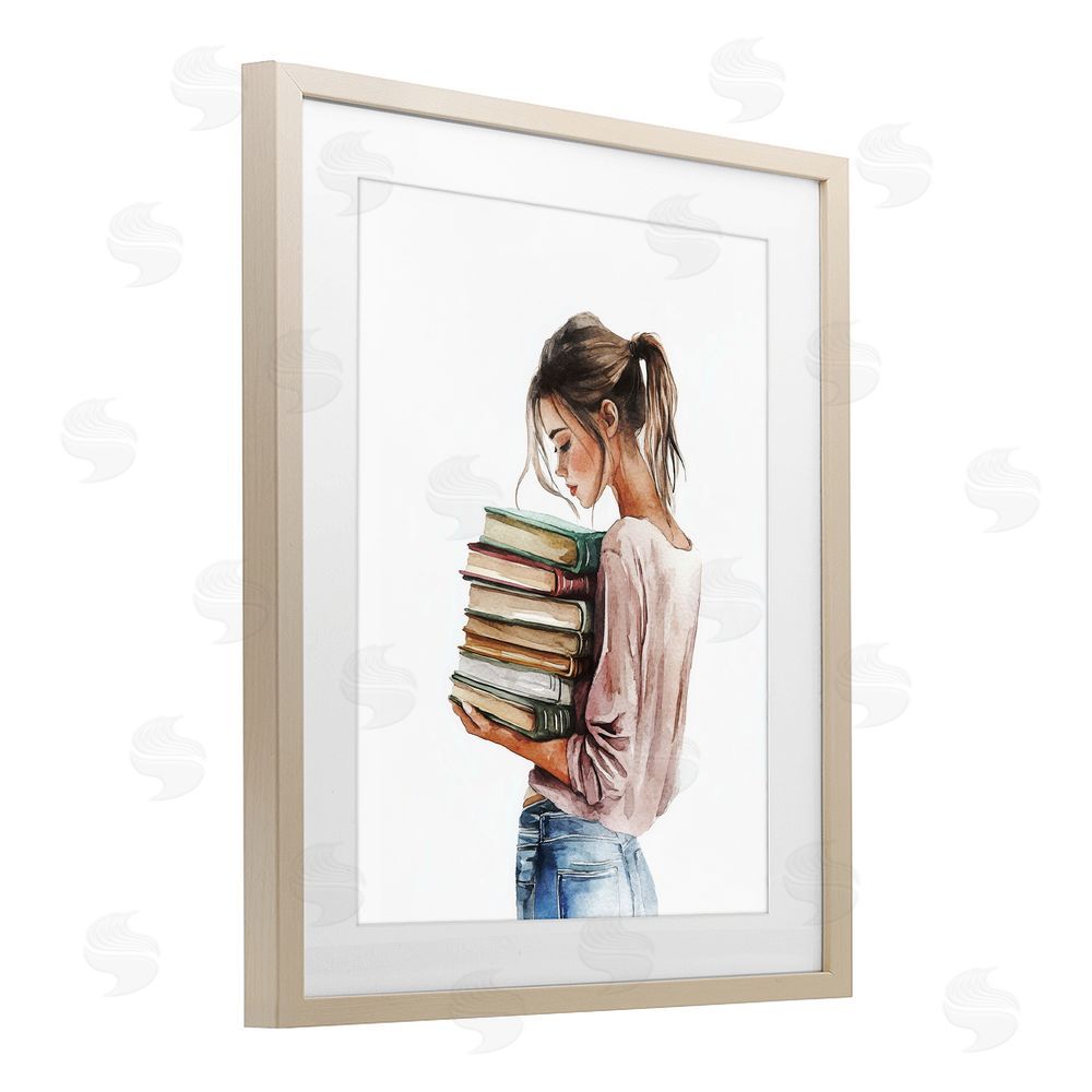 Svetlana Aleynikova Library Walk Girl Birch Framed Print Under Glass Wall Art