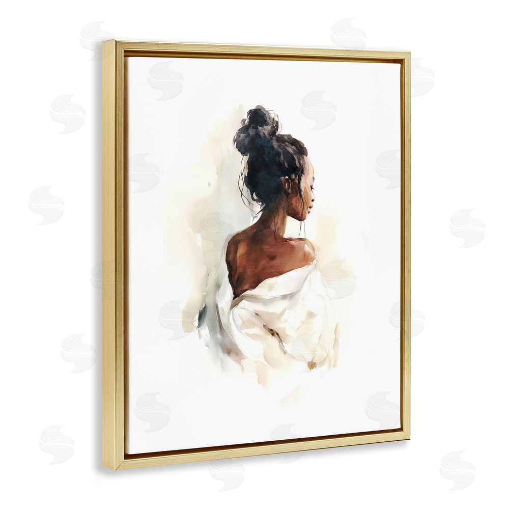 Svetlana Aleynikova Chic From Behind Gold Floating Frame Canvas Wall Art Print
