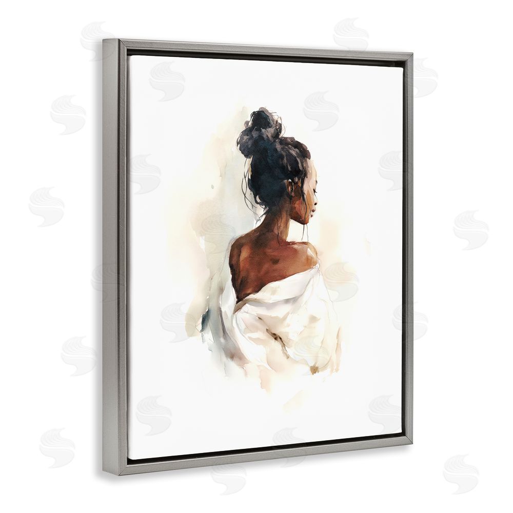 Svetlana Aleynikova Chic From Behind Gray Floating Frame Canvas Wall Art Print