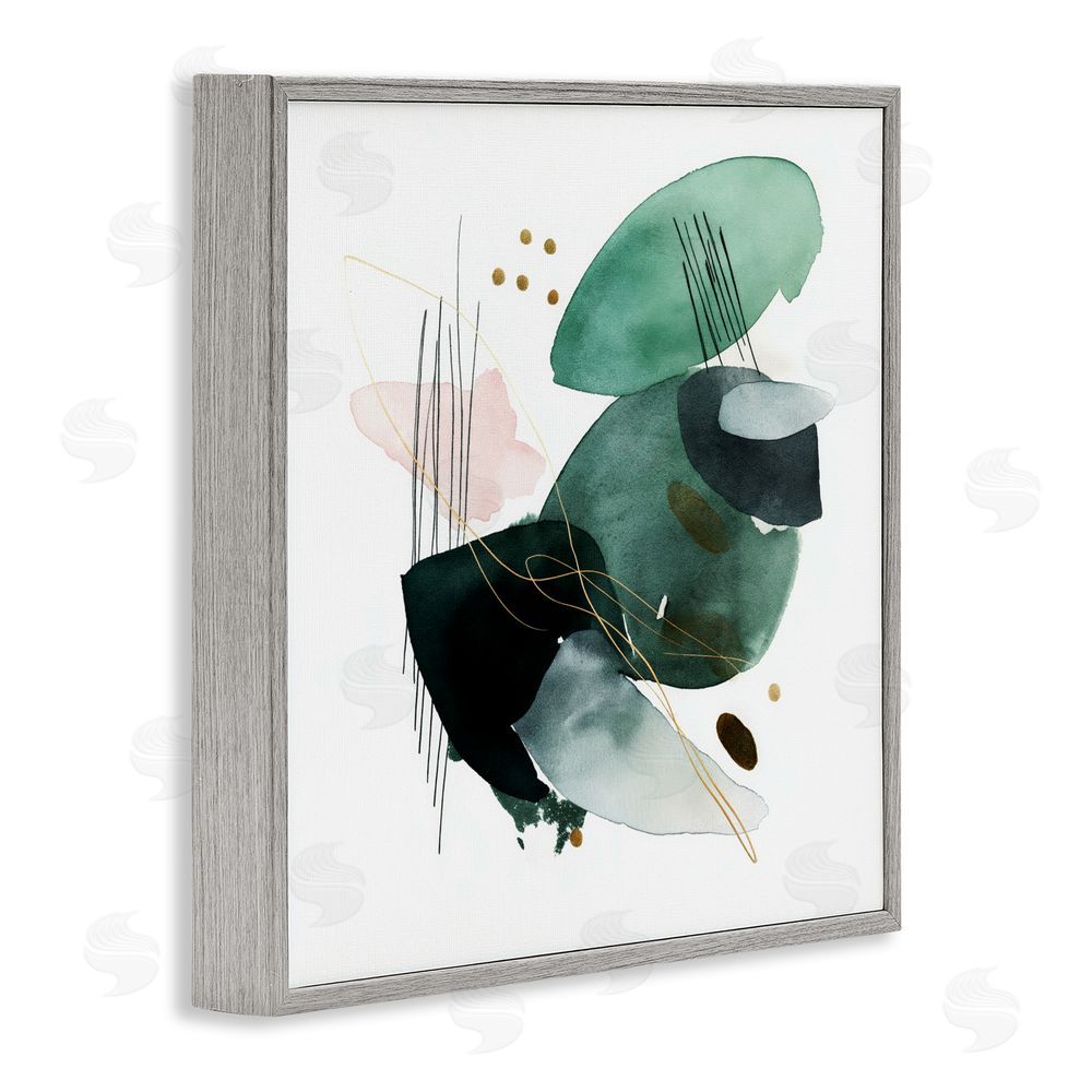 Svetlana Aleynikova Verdant Horizon Shapes Gray Framed Giclee Wall Art Print