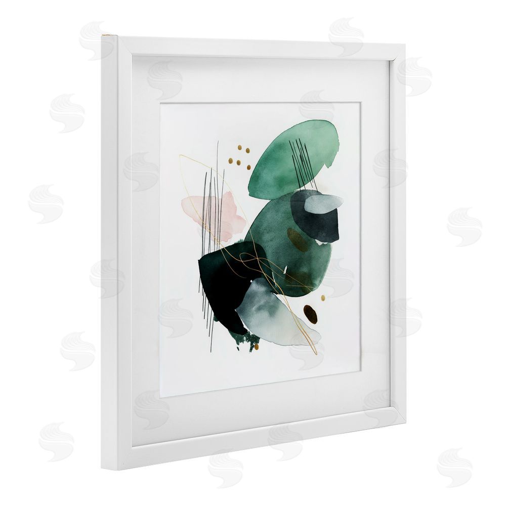 Svetlana Aleynikova Verdant Horizon Shapes White Framed Print Under Glass Wall Art