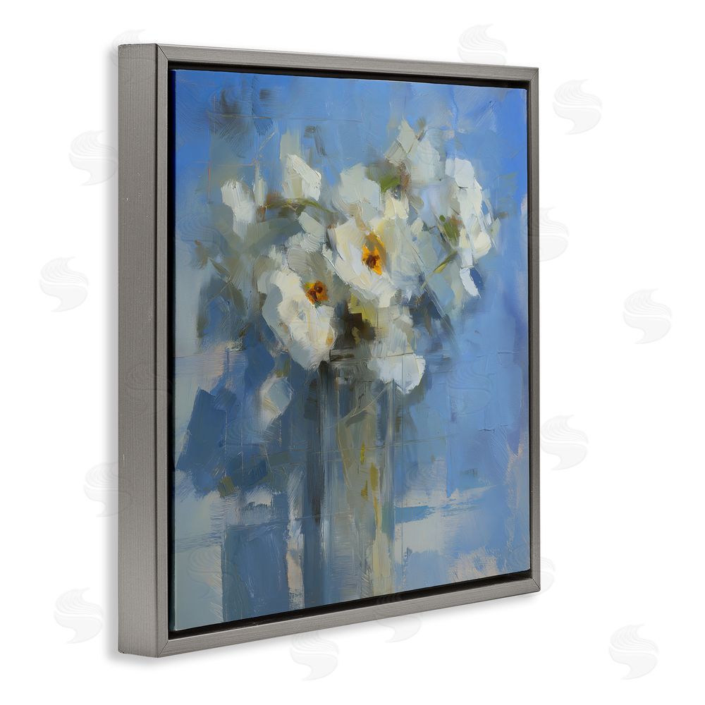 Svetlana Aleynikova Petals Remembered Abstract Gray Floating Frame Canvas Wall Art Print