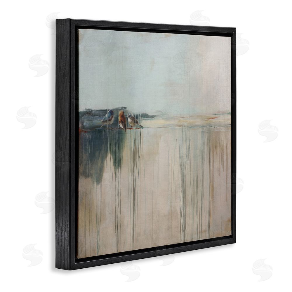 Svetlana Aleynikova Drips And Feathers Abstract Black Floating Frame Canvas Wall Art Print