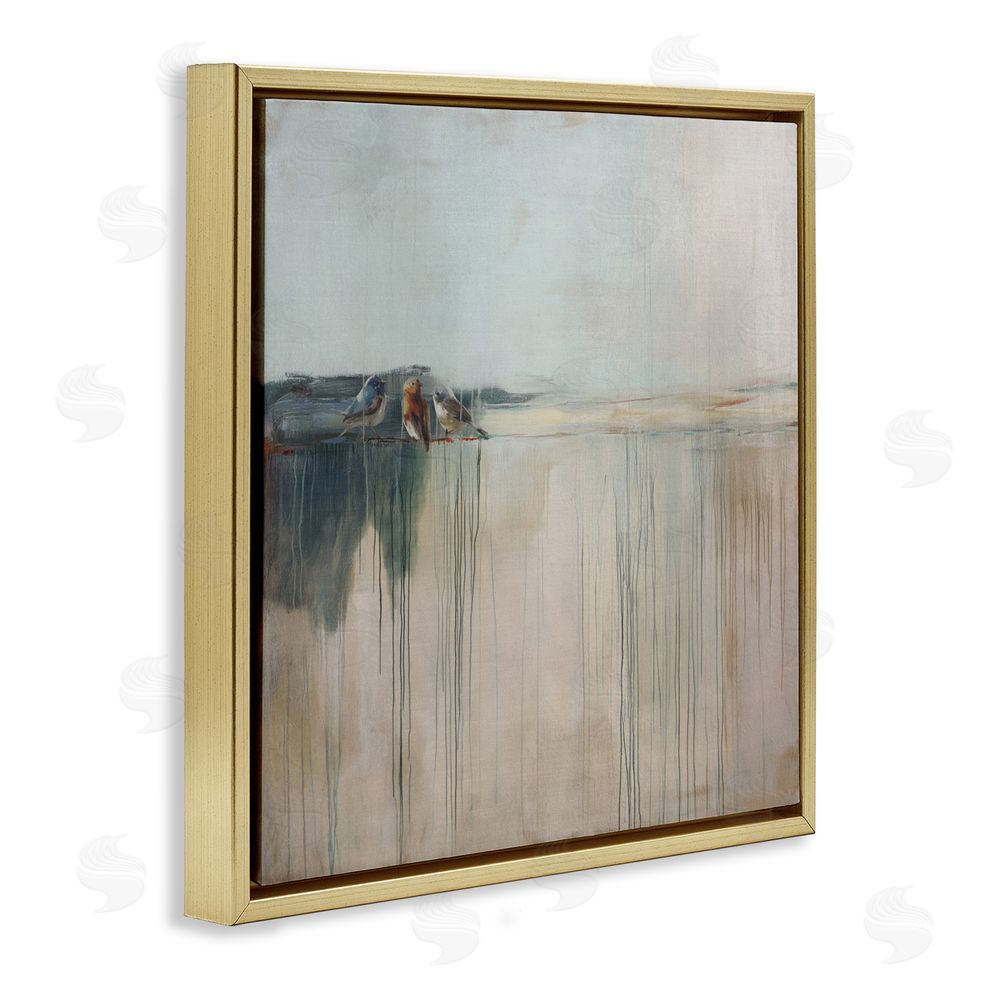 Svetlana Aleynikova Drips And Feathers Abstract Gold Floating Frame Canvas Wall Art Print