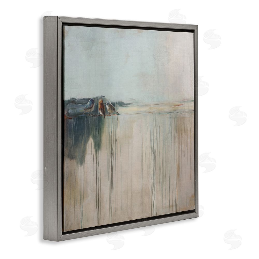 Svetlana Aleynikova Drips And Feathers Abstract Gray Floating Frame Canvas Wall Art Print