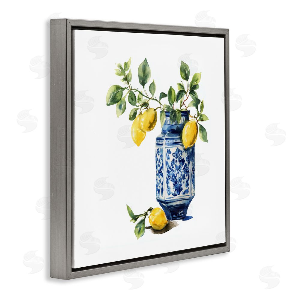 Svetlana Aleynikova Ornate Lemon Treasures Gray Floating Frame Canvas Wall Art Print