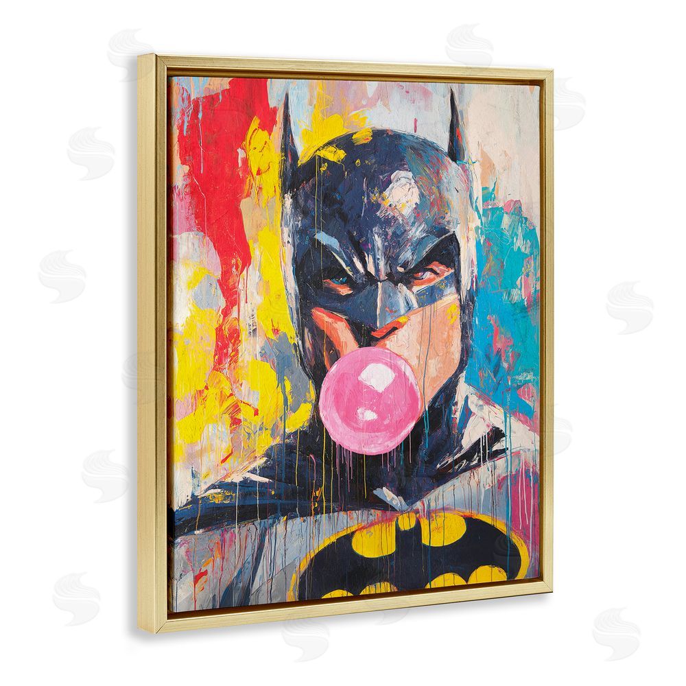 Svetlana Aleynikova Iconic Street Hero with Bubblegum Gold Floating Frame Canvas Wall Art Print