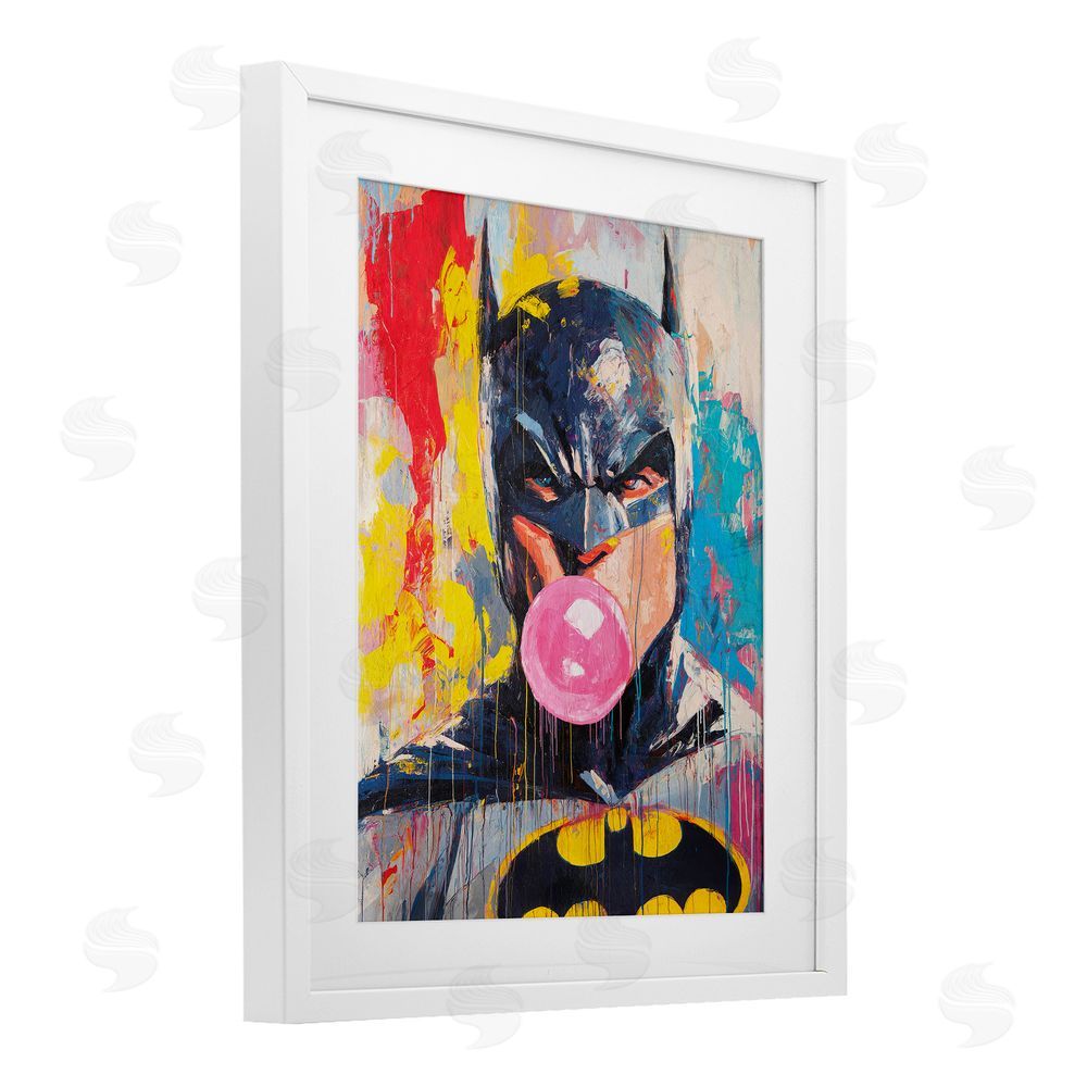 Svetlana Aleynikova Iconic Street Hero with Bubblegum White Framed Print Under Glass with Mat Wall Art