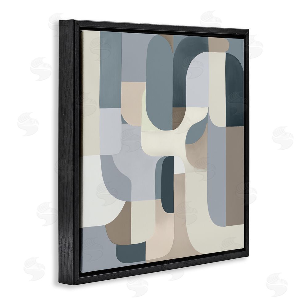 Annabelle Hall Bauhaus Blue Curves Black Floating Frame Canvas Wall Art Print