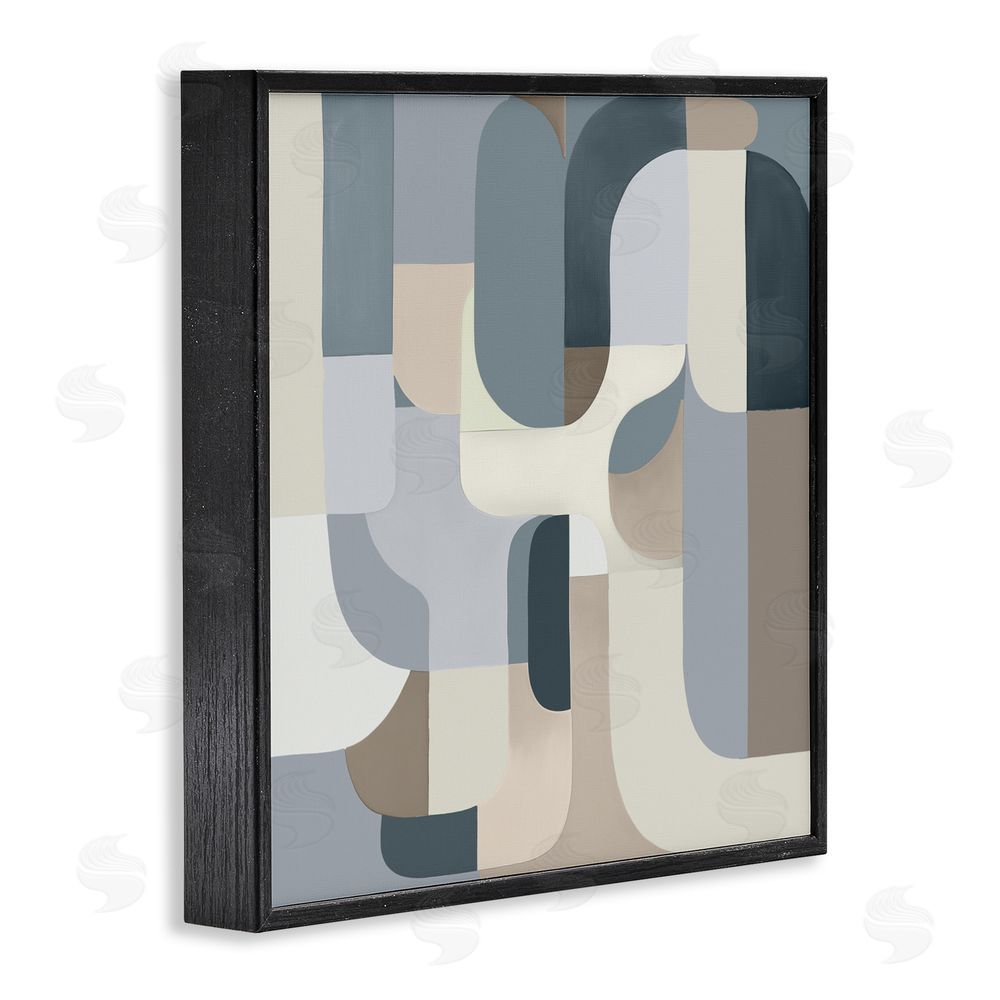 Annabelle Hall Bauhaus Blue Curves Black Framed Giclee Wall Art Print