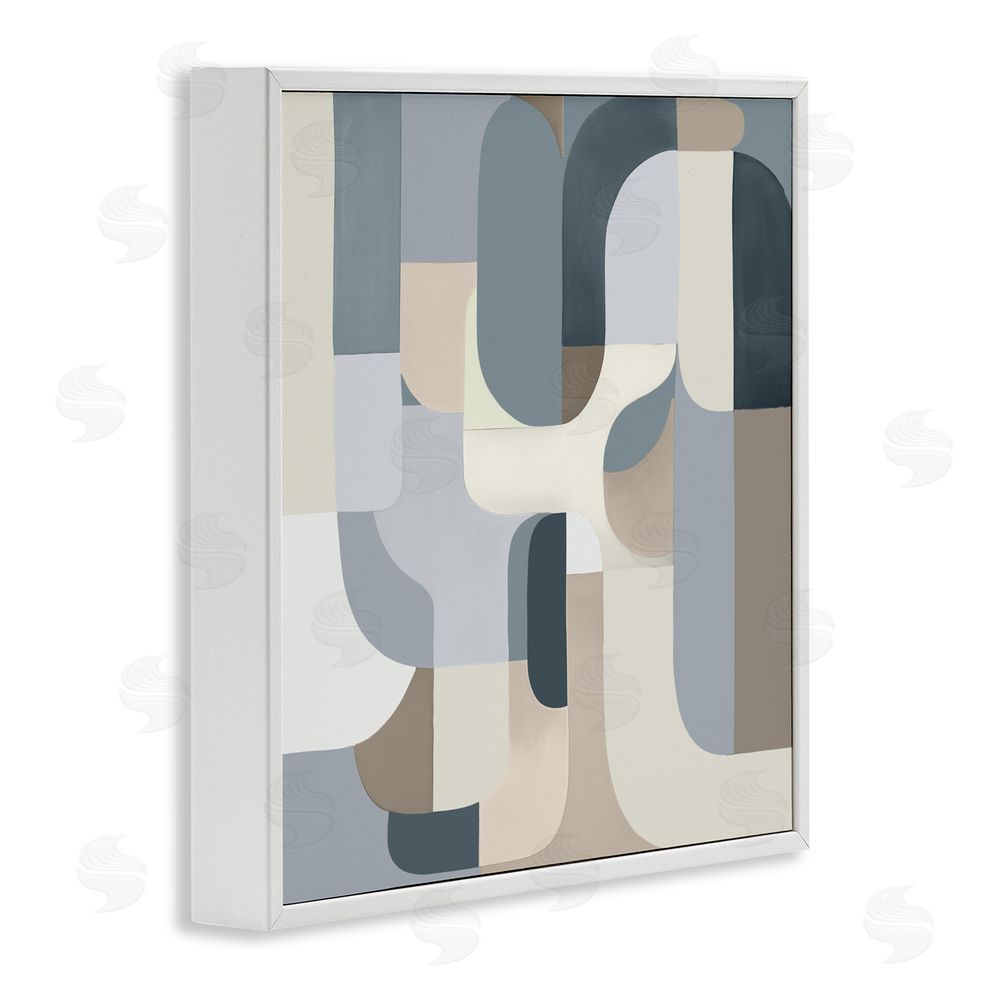 Annabelle Hall Bauhaus Blue Curves White Framed Giclee Wall Art Print