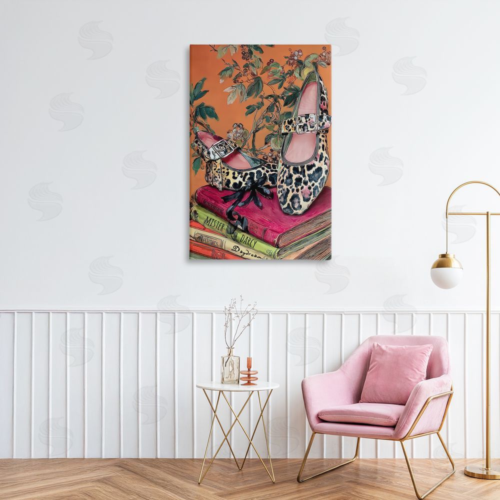 Annabelle Hall On My Feet Shoes & Books Canvas Wall Art Print in Room