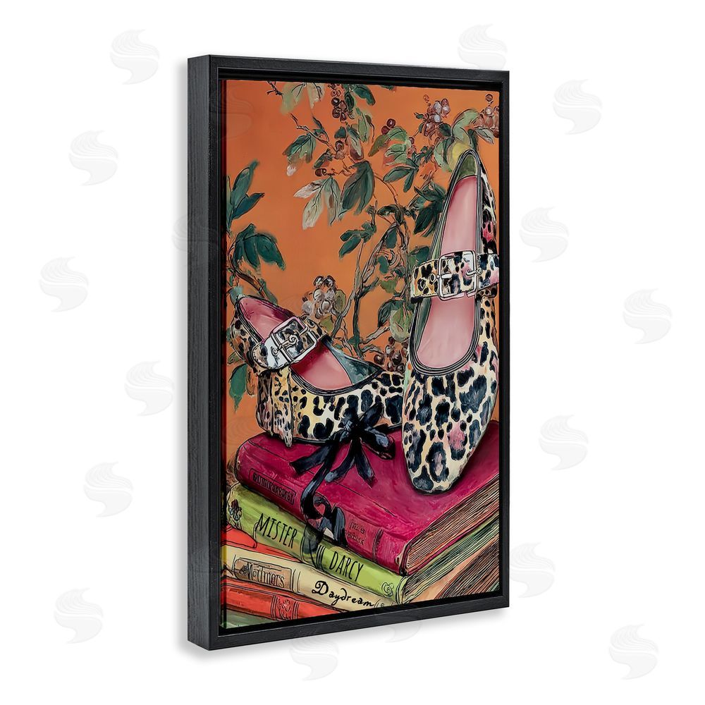 Annabelle Hall On My Feet Shoes & Books Black Floating Frame Canvas Wall Art Print