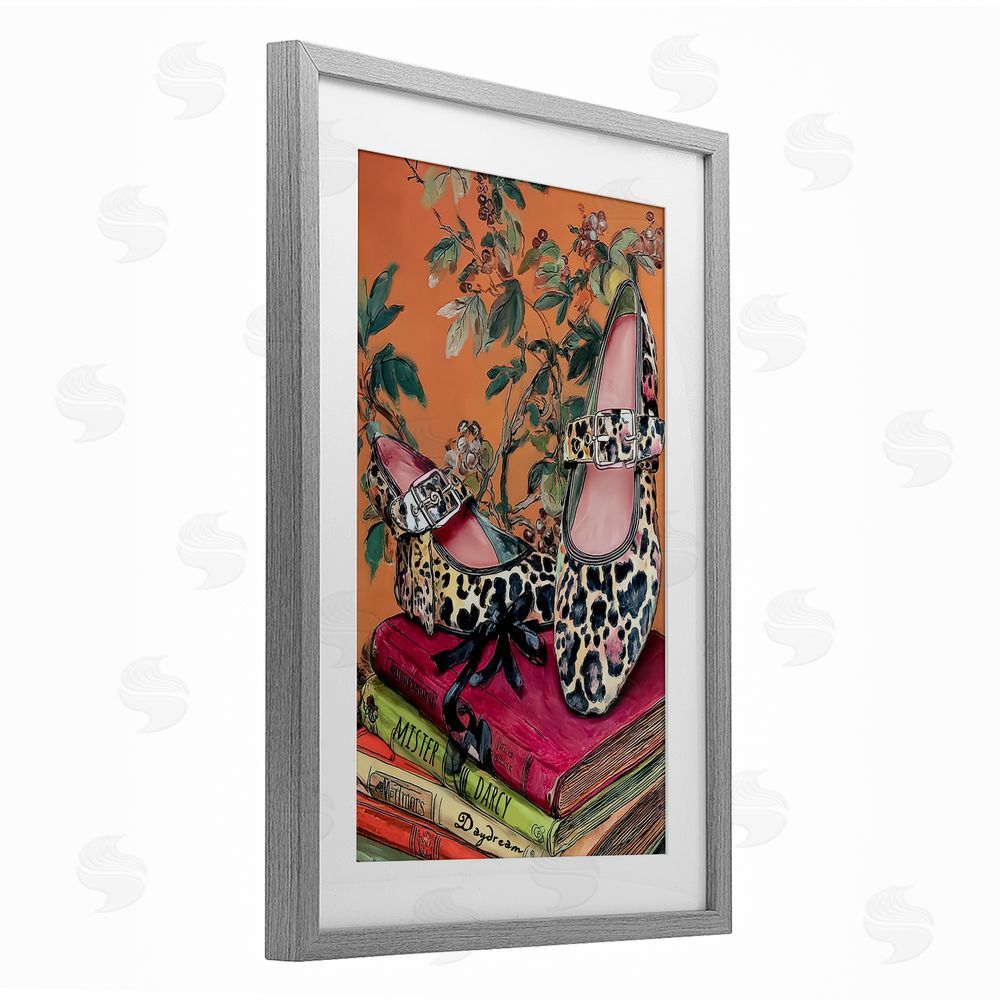 Annabelle Hall On My Feet Shoes & Books Gray Framed Print Under Glass Wall Art