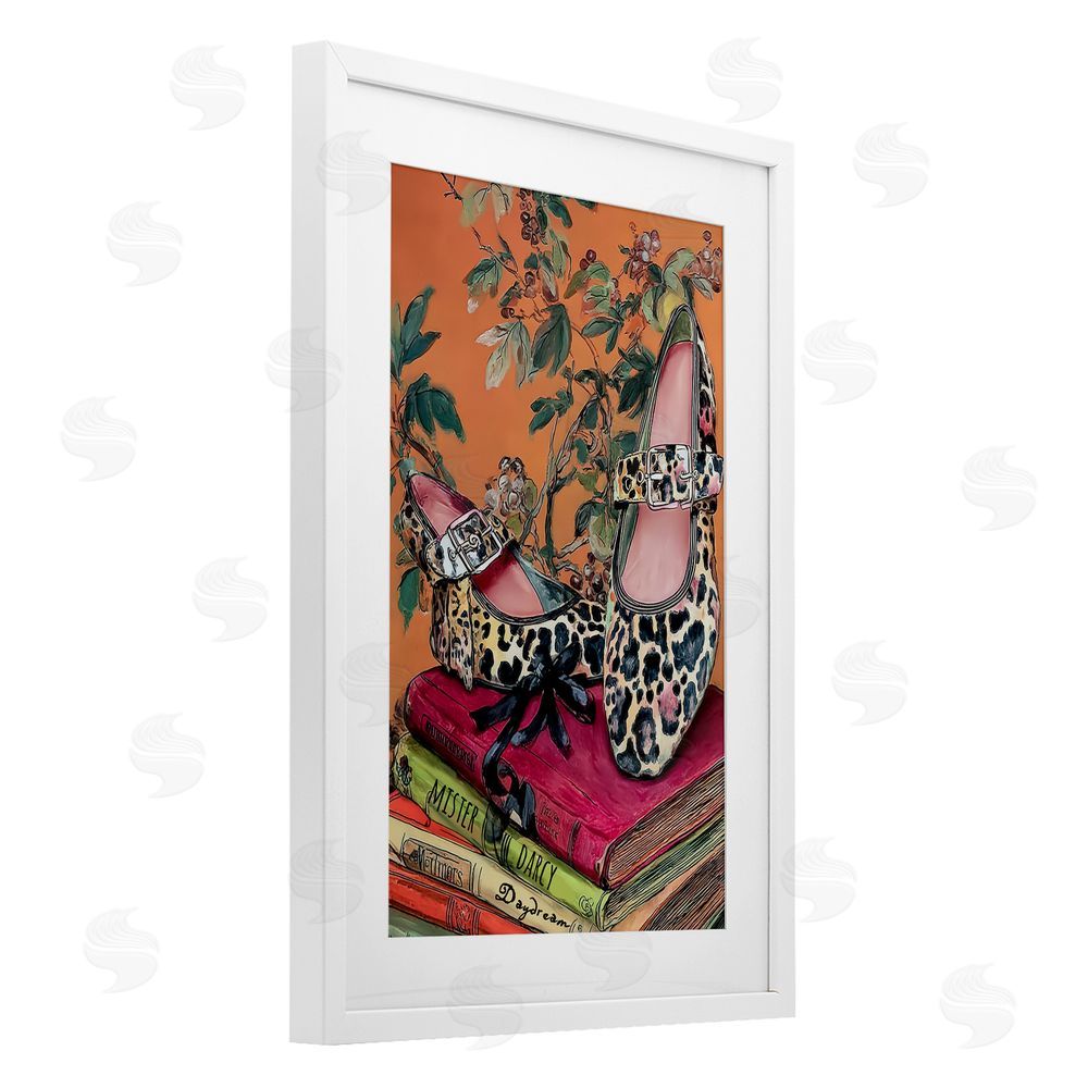 Annabelle Hall On My Feet Shoes & Books White Framed Print Under Glass Wall Art