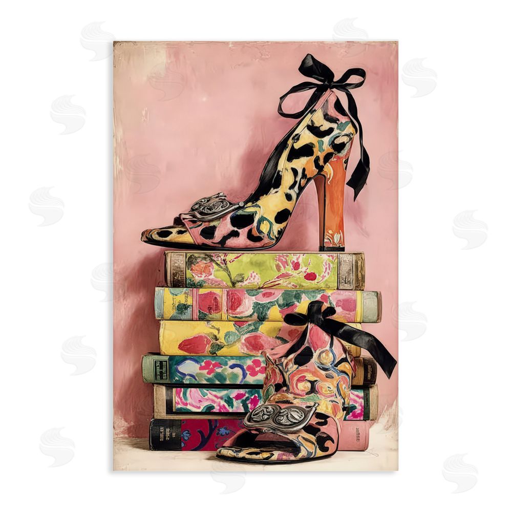 Annabelle Hall On My Feet Heels & Books Stretched Canvas Wall Art Print
