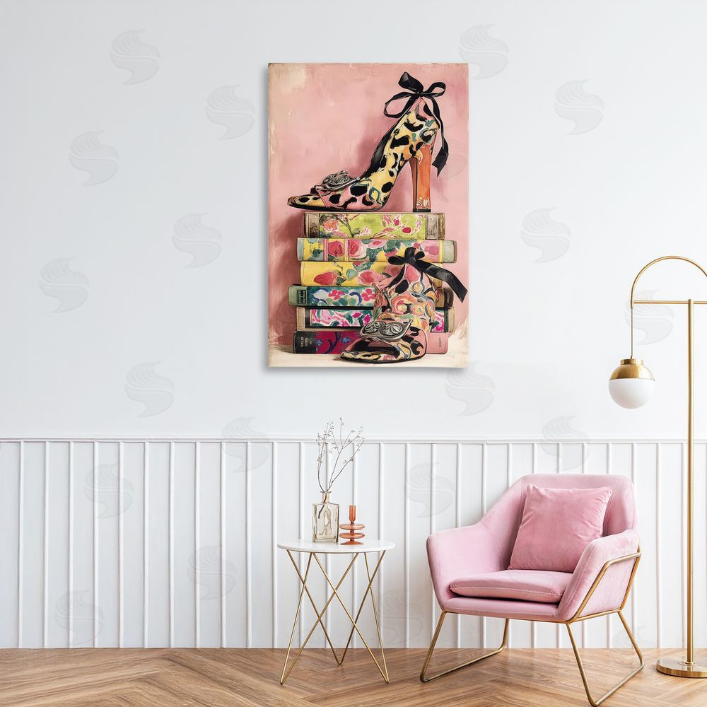 Annabelle Hall On My Feet Heels & Books Canvas Wall Art Print in Room