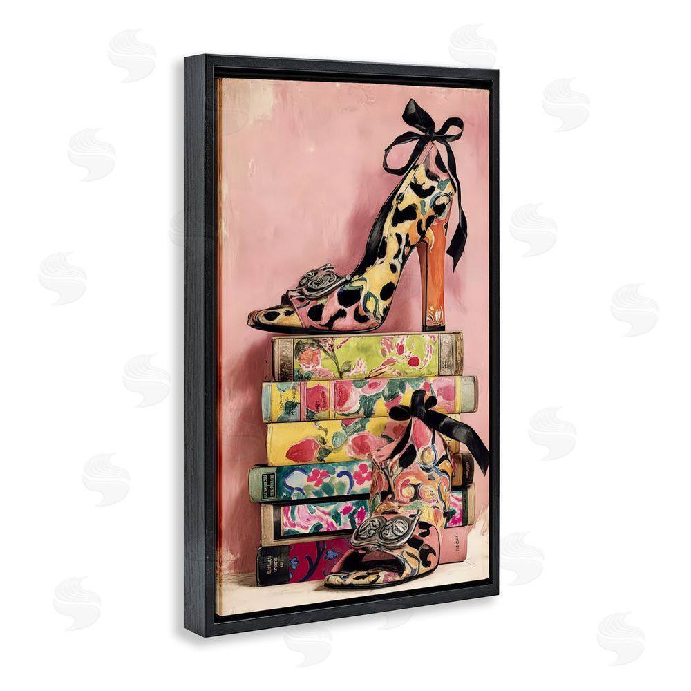Annabelle Hall On My Feet Heels & Books Black Floating Frame Canvas Wall Art Print