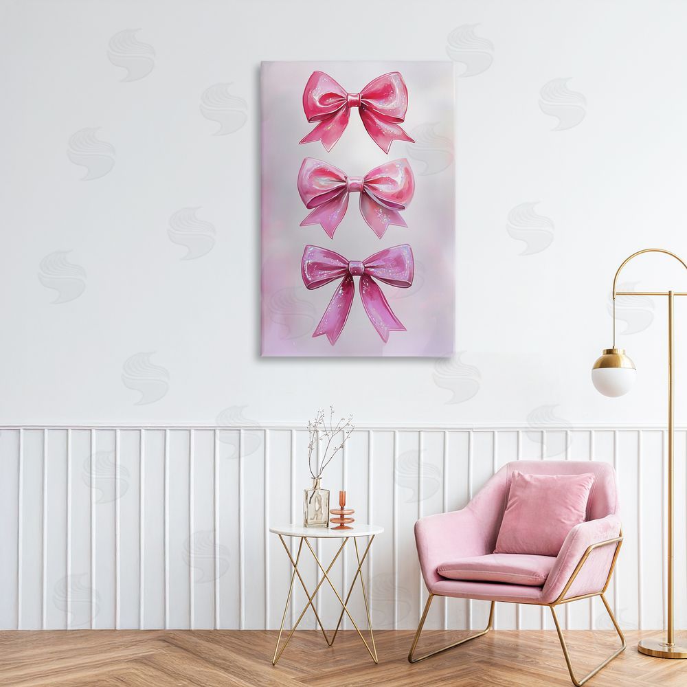 Annabelle Hall Blush And Satin Ribbons Stretched Canvas Wall Art in Room