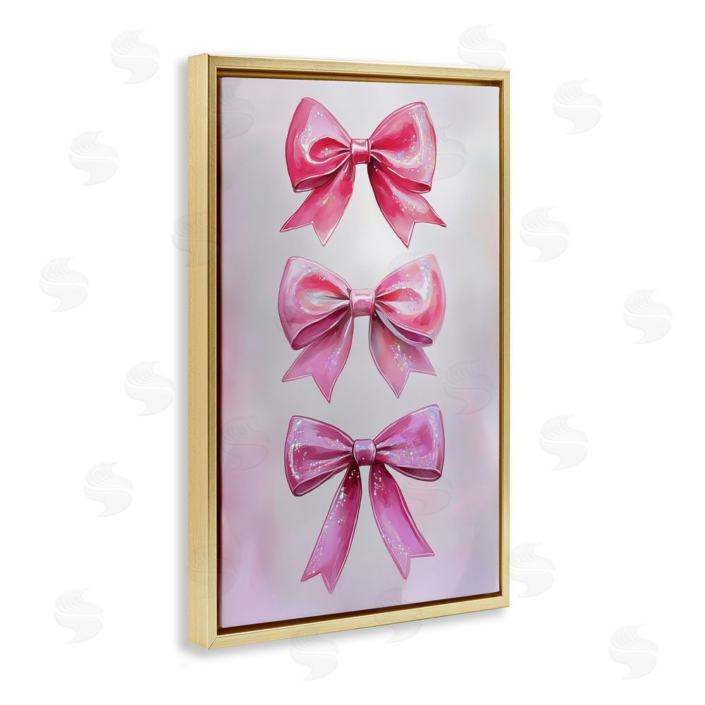 Annabelle Hall Blush And Satin Ribbons Gold Floating Frame Canvas Wall Art Print