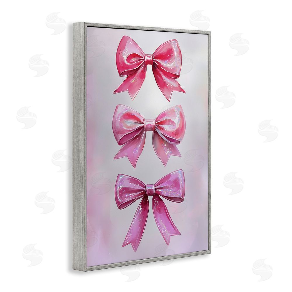 Annabelle Hall Blush And Satin Ribbons Gray Framed Giclee Wall Art Print