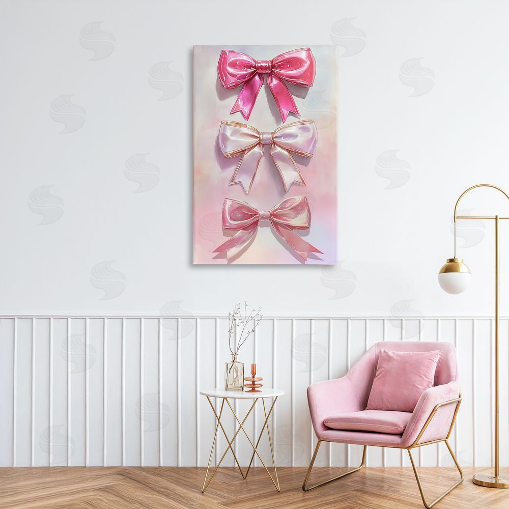 Annabelle Hall Blush And Satin Bows Stretched Canvas Wall Art in Room