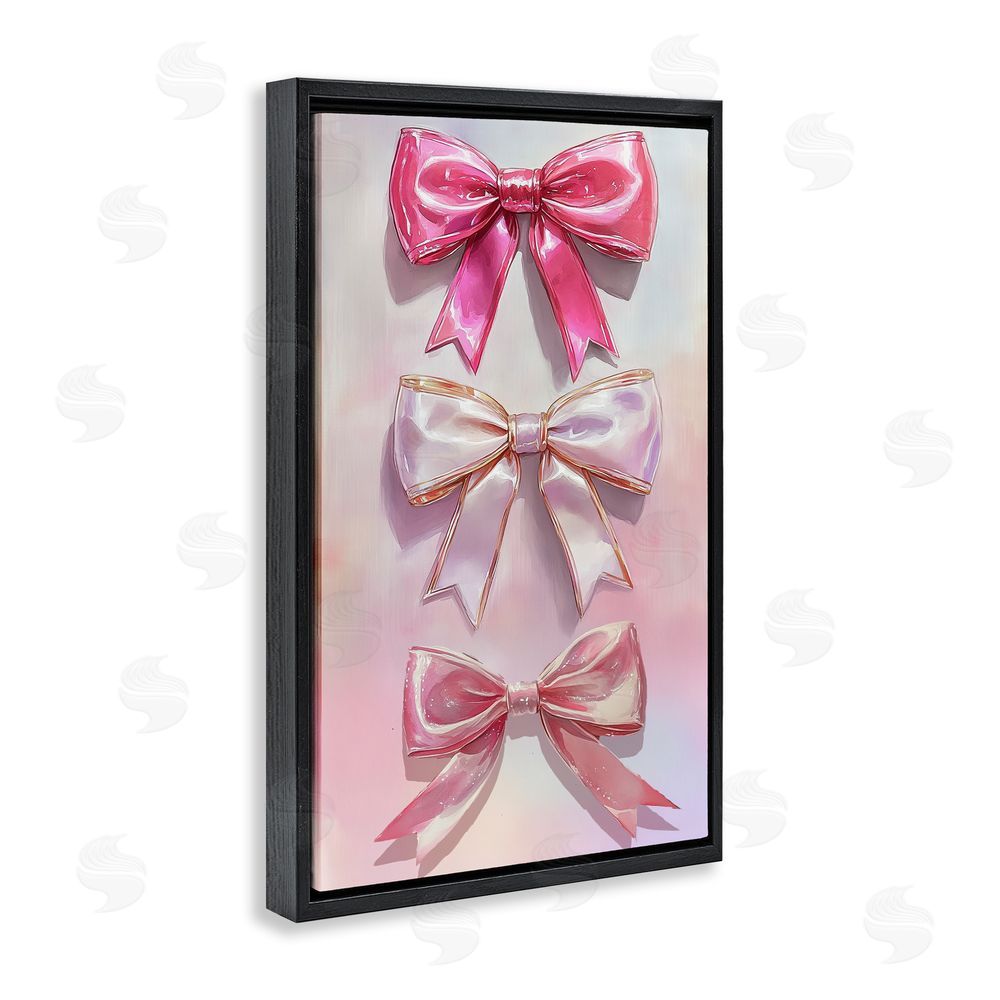Annabelle Hall Blush And Satin Bows Black Floating Frame Canvas Wall Art Print