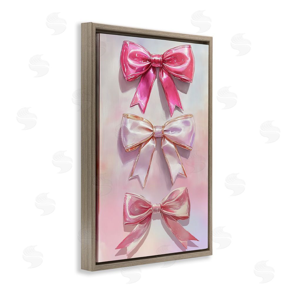 Annabelle Hall Blush And Satin Bows Brown Floating Frame Canvas Wall Art Print