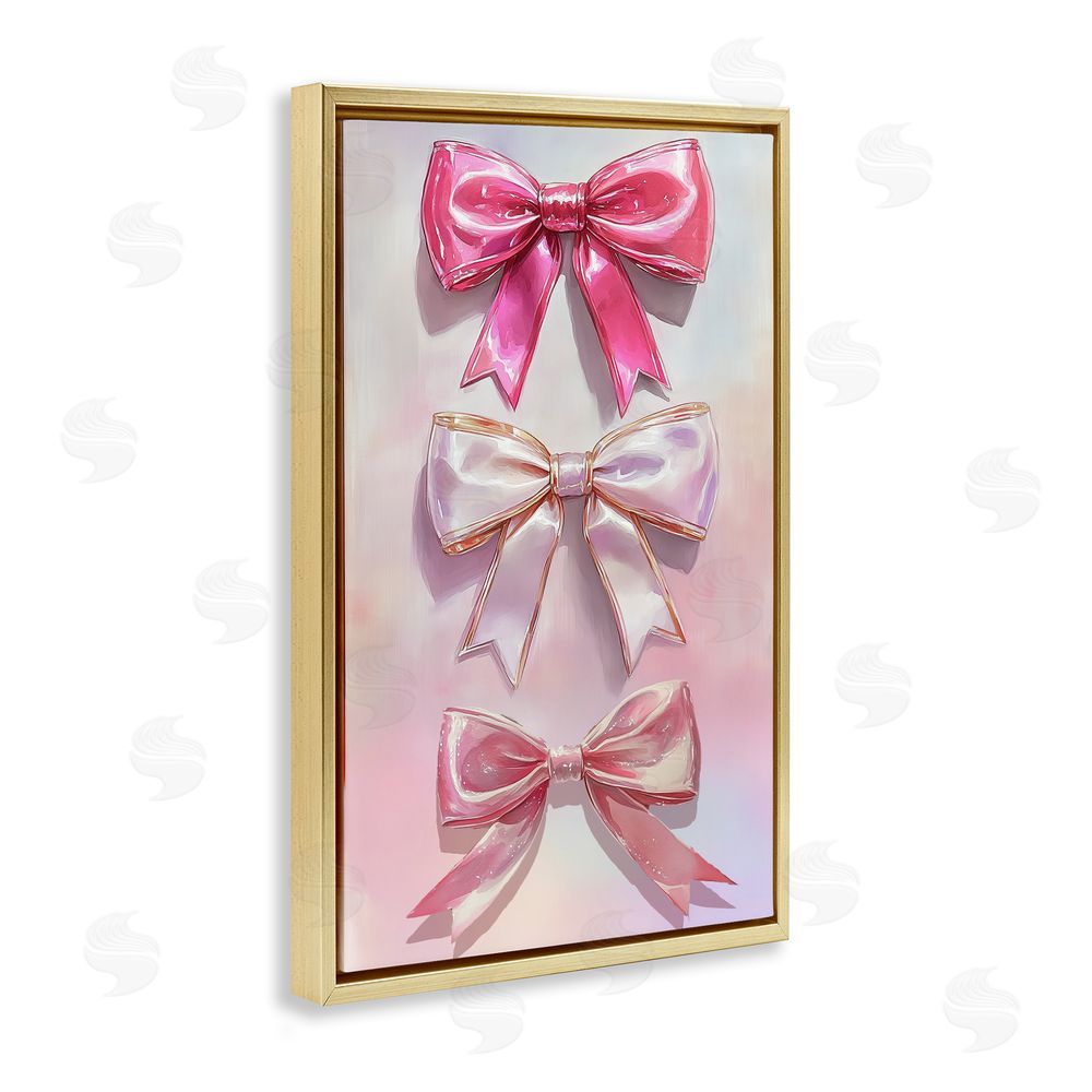 Annabelle Hall Blush And Satin Bows Gold Floating Frame Canvas Wall Art Print
