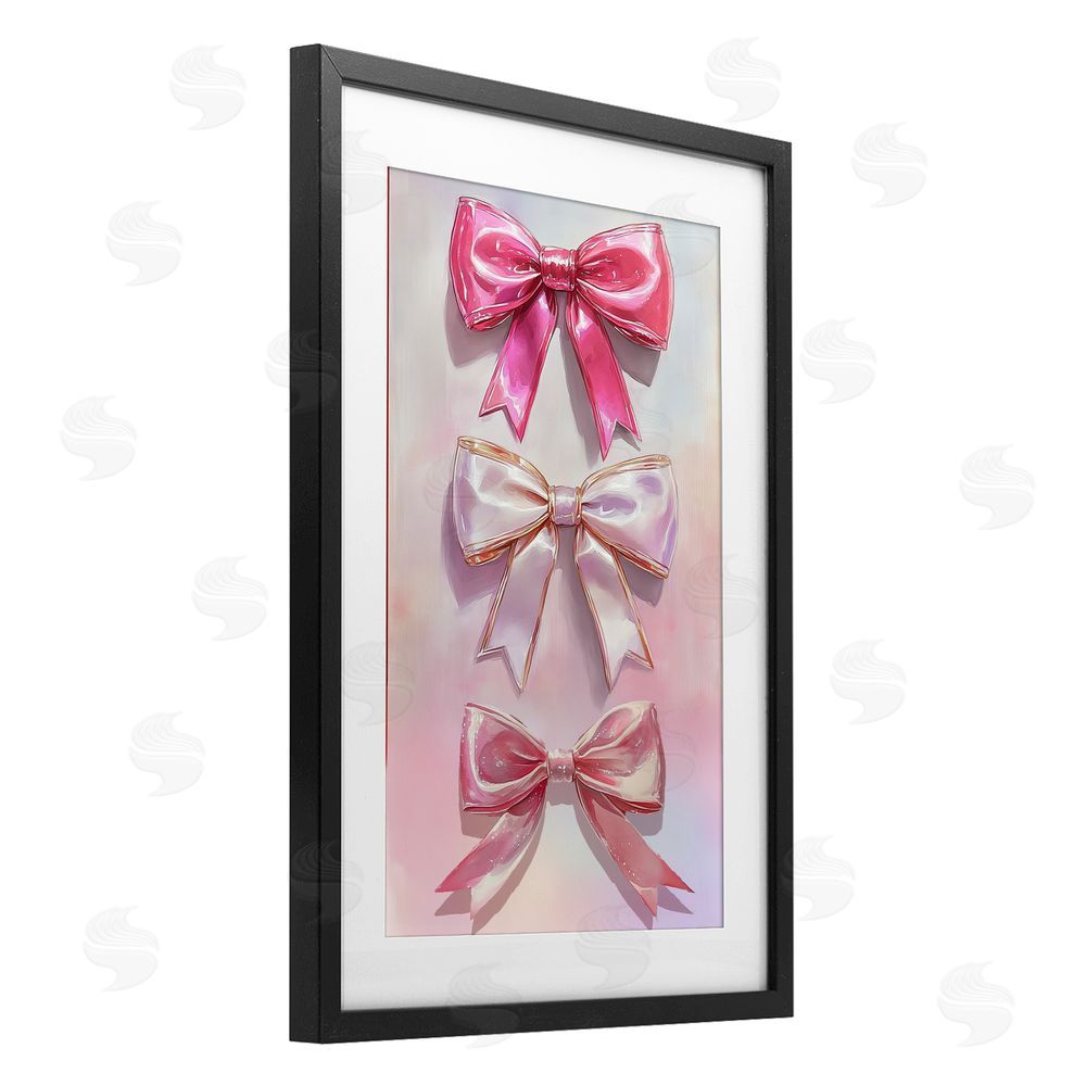 Annabelle Hall Blush And Satin Bows Black Framed Print Under Glass Wall Art