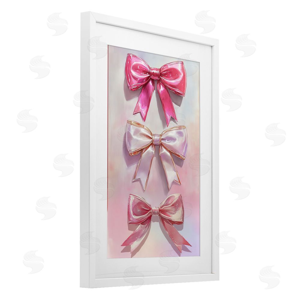 Annabelle Hall Blush And Satin Bows White Framed Print Under Glass Wall Art