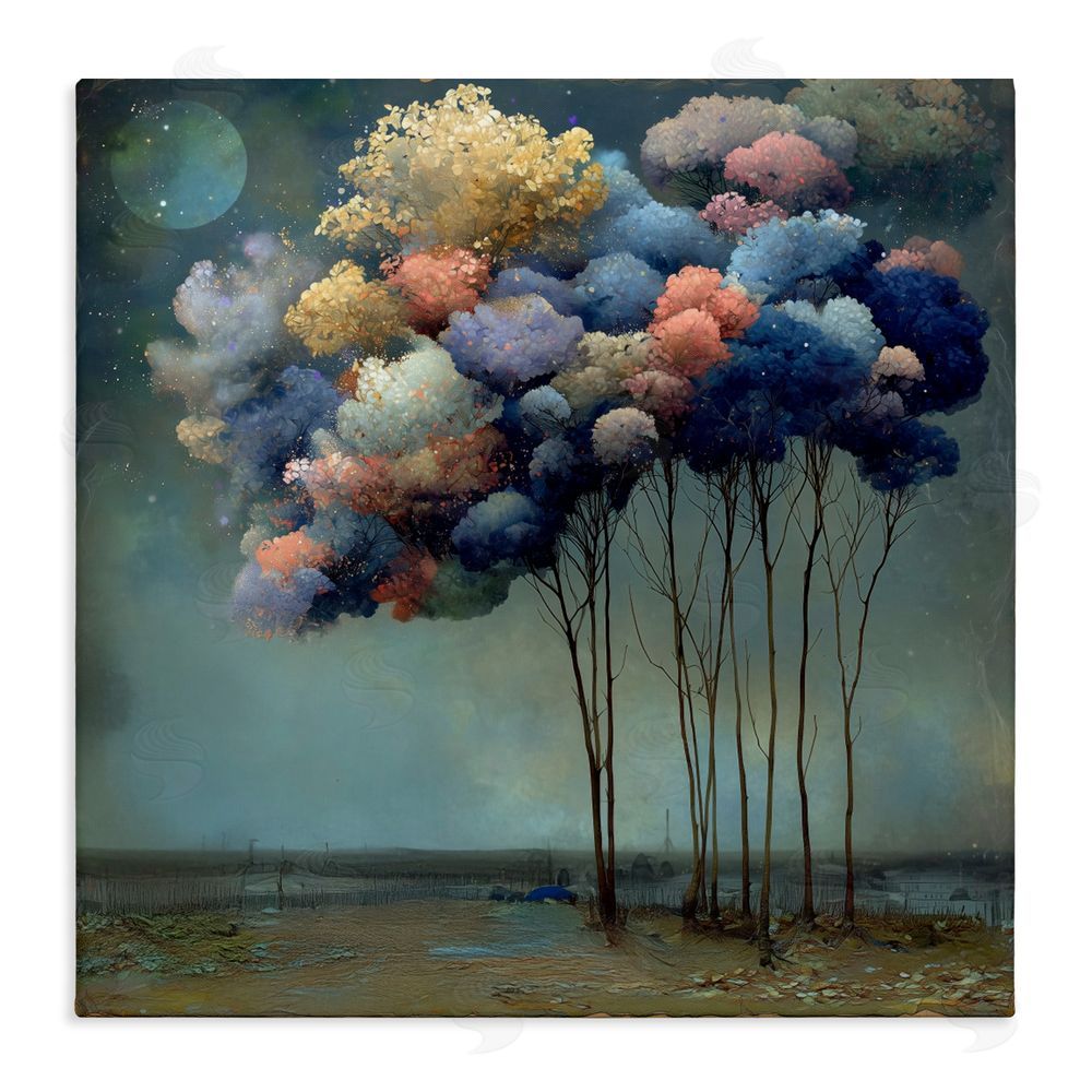 Annabelle Hall Dreamy Sky Trees Surrealism Stretched Canvas Wall Art Print