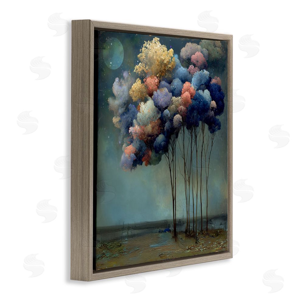 Annabelle Hall Dreamy Sky Trees Surrealism Brown Floating Frame Canvas Wall Art Print