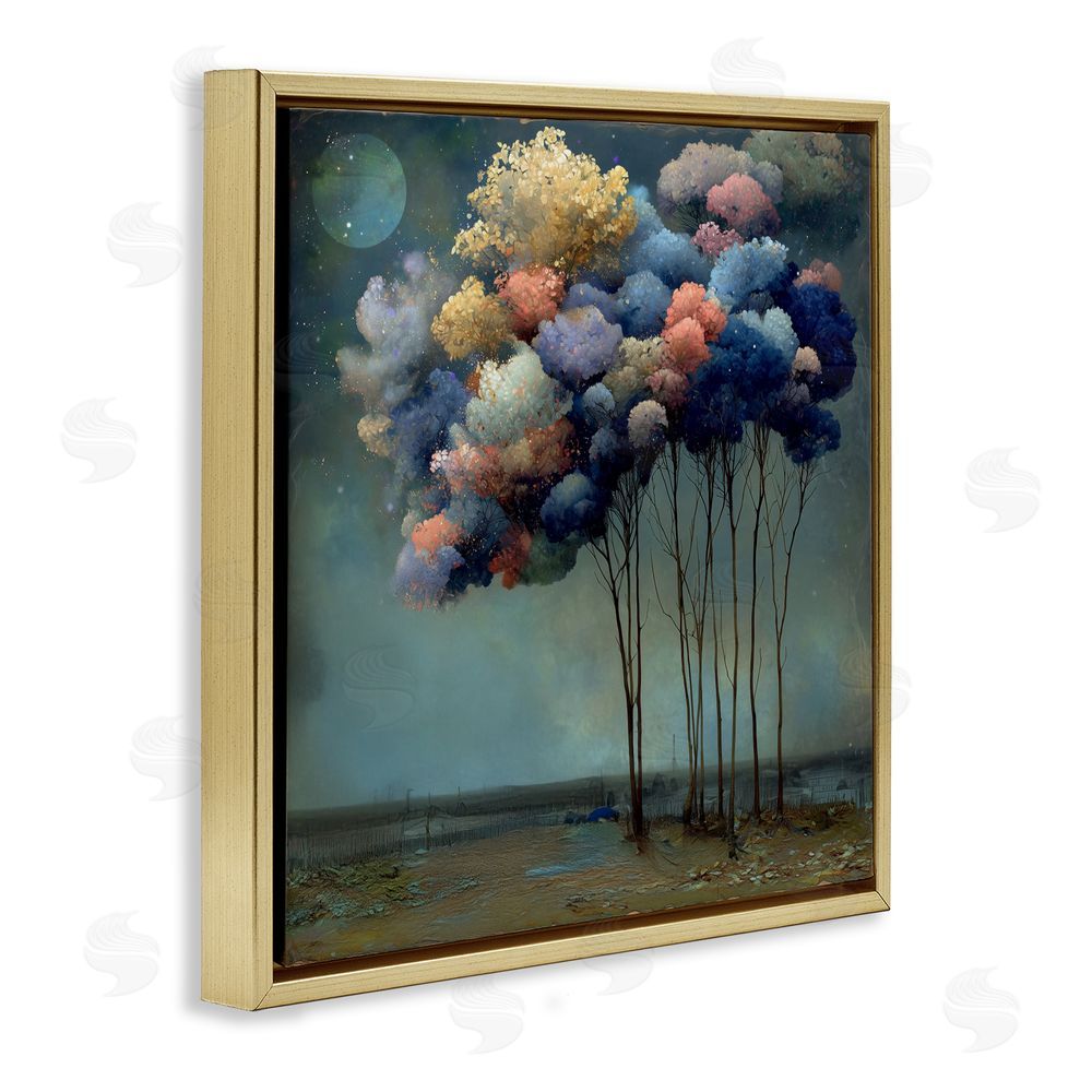 Annabelle Hall Dreamy Sky Trees Surrealism Gold Floating Frame Canvas Wall Art Print