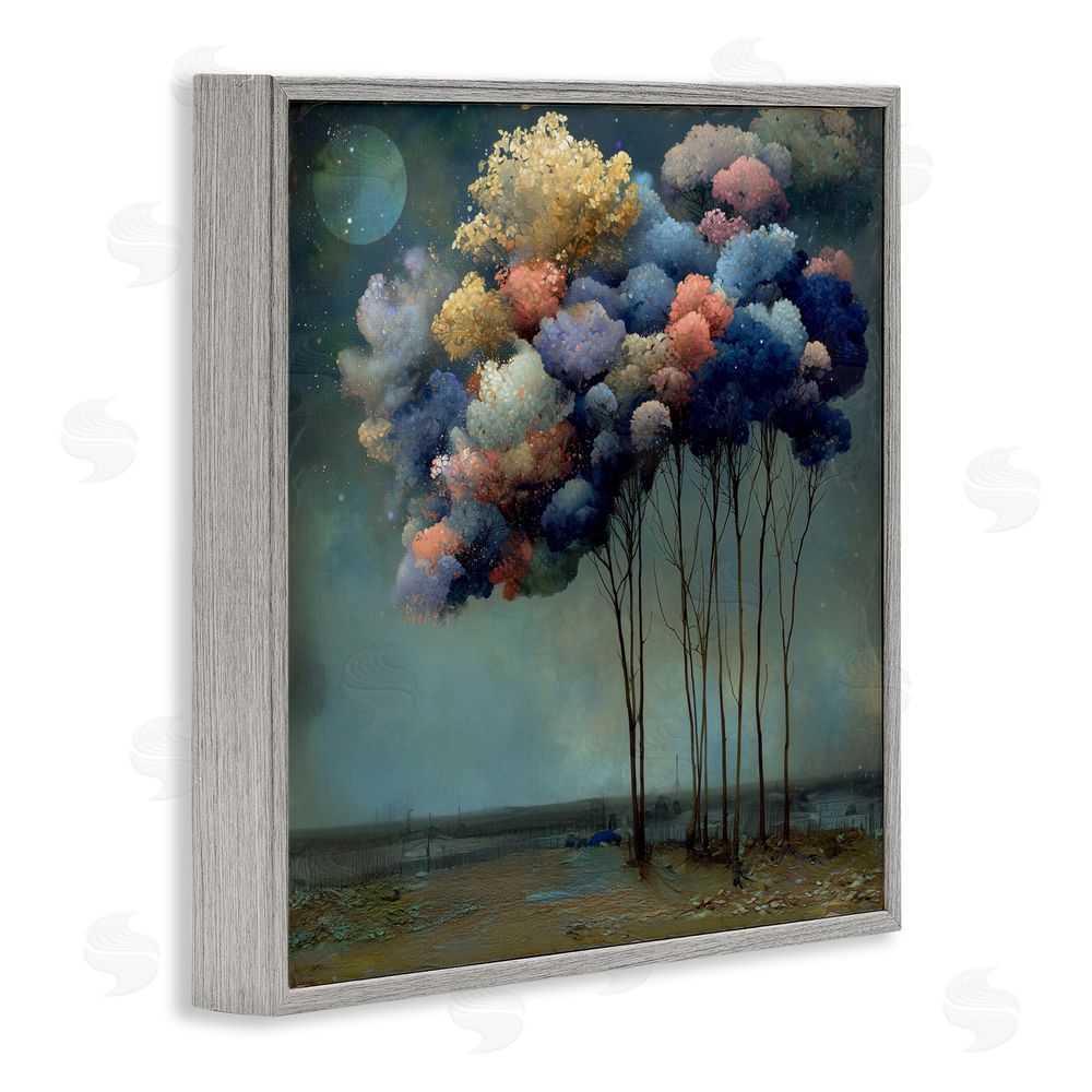 Annabelle Hall Dreamy Sky Trees Surrealism Gray Framed Giclee Wall Art Print