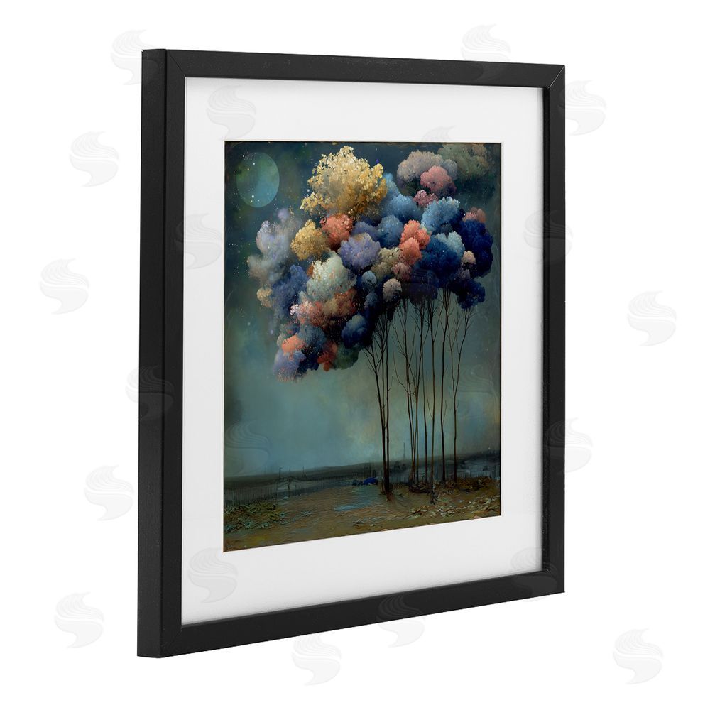 Annabelle Hall Dreamy Sky Trees Surrealism Black Framed Print Under Glass Wall Art