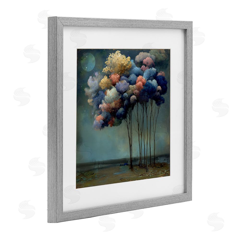 Annabelle Hall Dreamy Sky Trees Surrealism Gray Framed Print Under Glass Wall Art